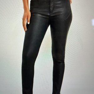 Loft Petite "faux leather" Coated High Rise Skinny Jeans in Black, size 16 P